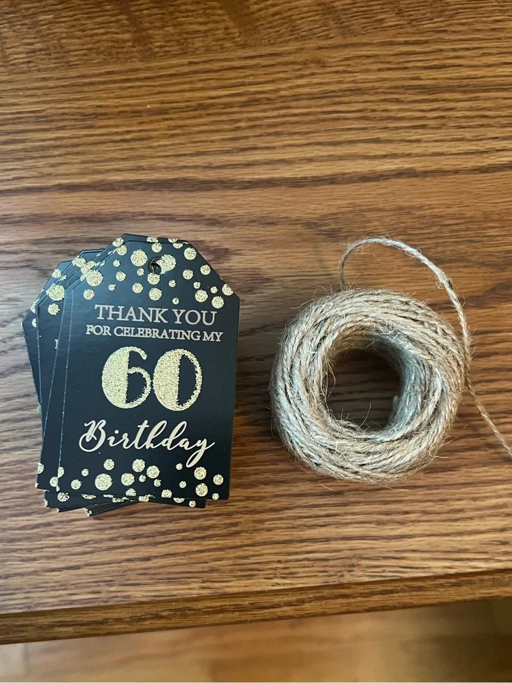 Pack of 50+ 60th Birthday Thank You Tags with Rope
